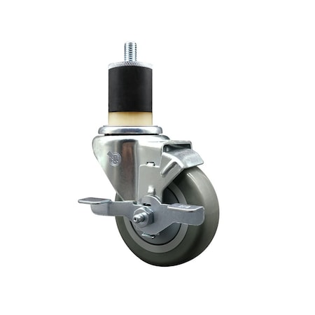 Service Caster 3.5'' Gray Poly Swivel 1-7/8'' Expanding Stem Caster with Brake SCC-EX20S3514-PPUB-TLB-178